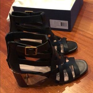 Black chunky heeled cage sandal 6/6.5